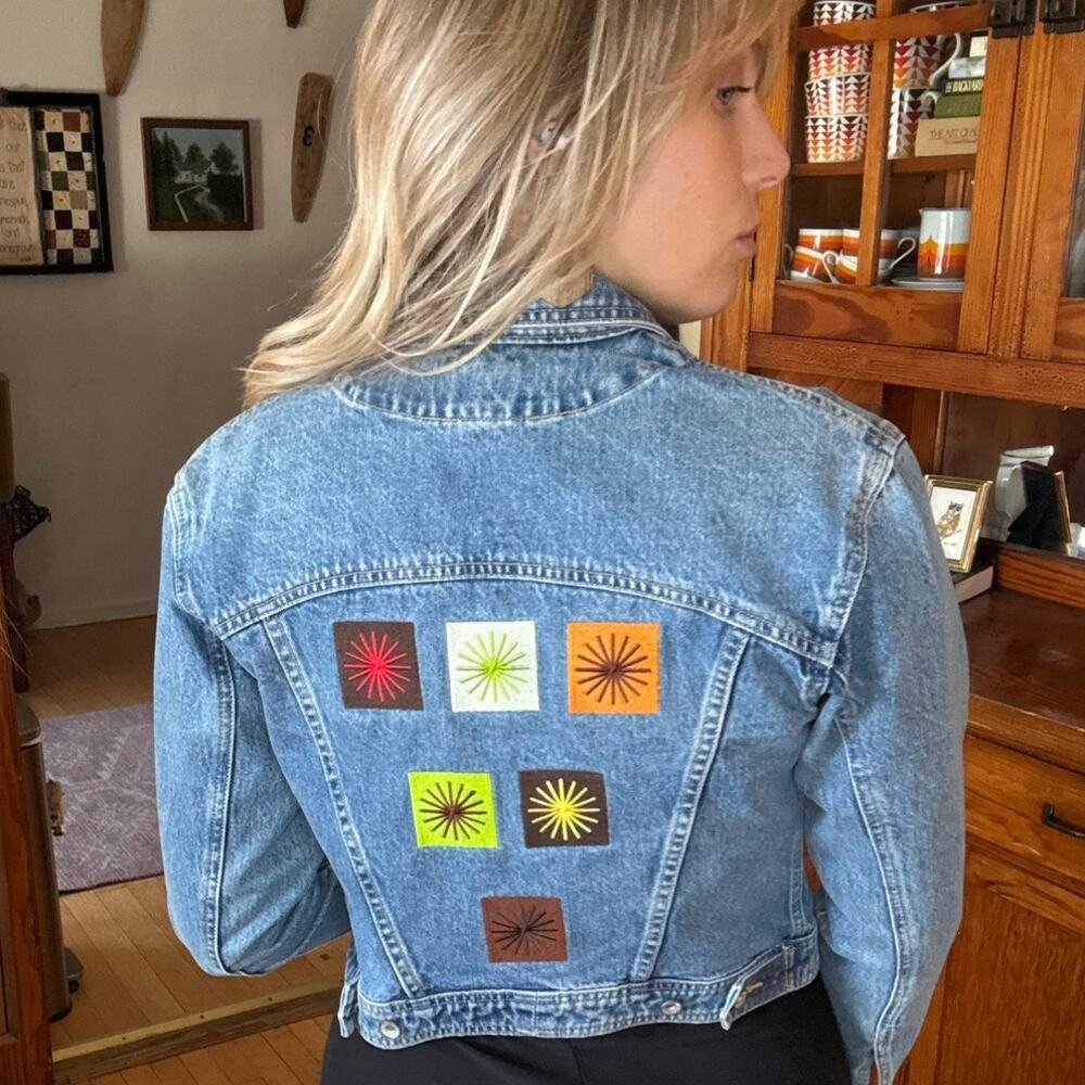 Y2K 90s Gap Blue Jeans Denim Jacket Medium MCM Vintage Whimsy Quirky Twee Patch